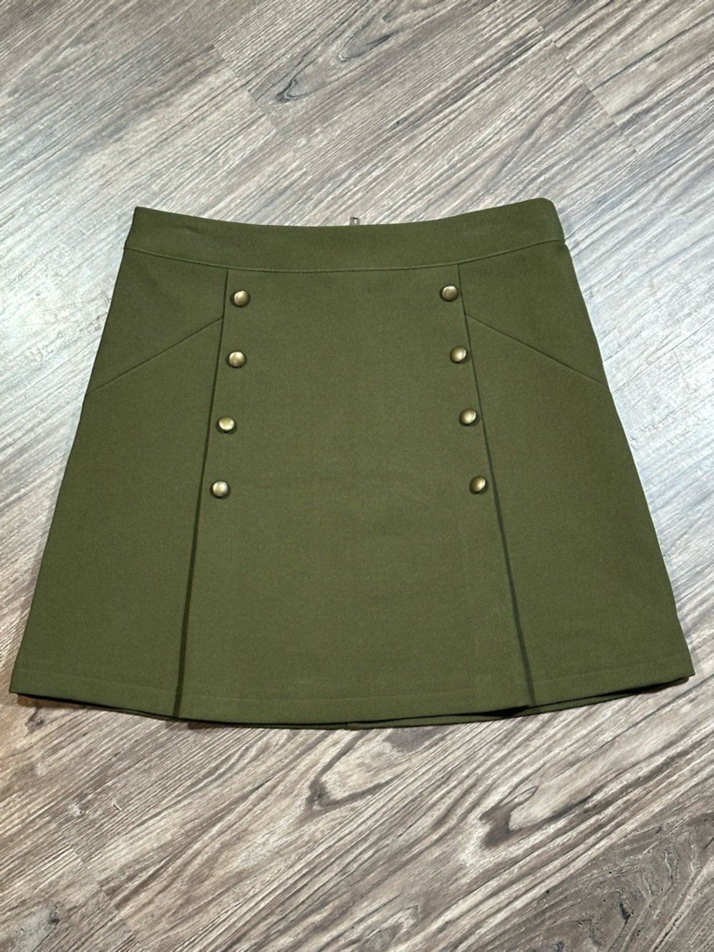 H&M DIVIDED Military Green A-Line Double Breasted Design Mini Skirt 8